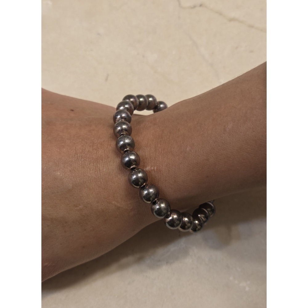 Vintage Solid Sterling Silver Milor Italy Ball Bracelet Size 6.25 Magnetic Clasp